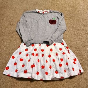 Adorable Mini Boden Girl's Long Sleeve Apple Dress, size 11-12